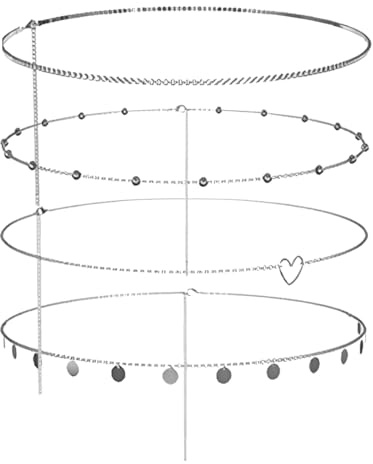 NHQZ 4pcs Lentejuelas De Plata En Capas Del Vientre Cadena De La Cintura Set Moda Cinturón Plata Capas Cadena Cinturón Biquini Joyas