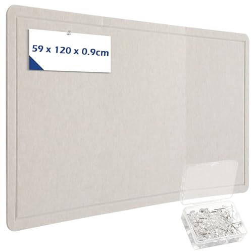 Tablero de Corcho Pared,120x59cm Tablón de Anuncios Grande,0,9cm de Grosor,Plegable Tablero de Corcho con Nano Pegamento y Agujas,para el Hogar,Sala de Estar,Cocina,Oficina,Escuela