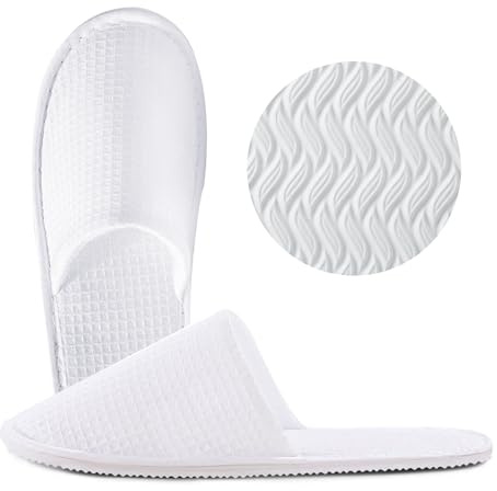 Cosysparks Chausson Hotel,Non Jetable Blanc Chaussons Invités Lavables Réutilisable Antidérapant Pantoufles Invités Chaussons de Voyage Portables Femmes Hommes pour la Maison Douche Salle de Bains