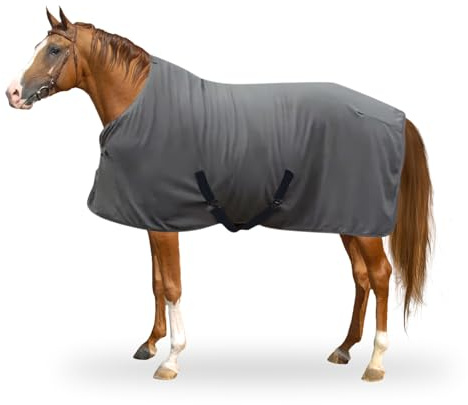 shallyong Manta de Invierno para Caballo, de Felpa Gruesa y Cálida, con Cinchas Cruzadas y Hebilla Pectoral Ajustables, Protección contra el Frío, Color Gris