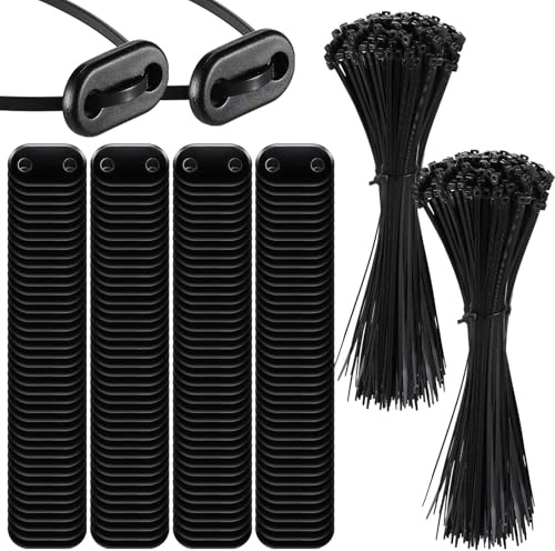 Sinmoe 300 Ensemble Kit de Fixation pour Brise-Vue y Compris Les Attaches de Câble et Fixation des Plaques de Montage Kit de Montage en PVC pour Tapis d'Intimité Clôtures de Jardin(Noir)