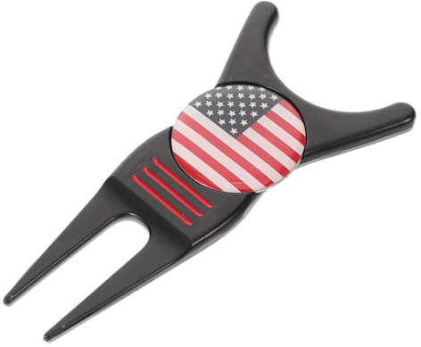 SMASOLO Strumento Riparazione Zolle da Golf in Metallo con Marcatore Magnetico Rimovibile, Forchetta per Manutenzione Manto Erboso e Allineamento Palline, Accessorio Portatile per Golfisti