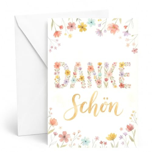 Edition Seidel Premium XXL Maxi tackkort med kuvertformat DIN A4. Kort gratulationskort ordspråk tack för man kvinna blommor blommig akvarell (A4-D1003 SW026)