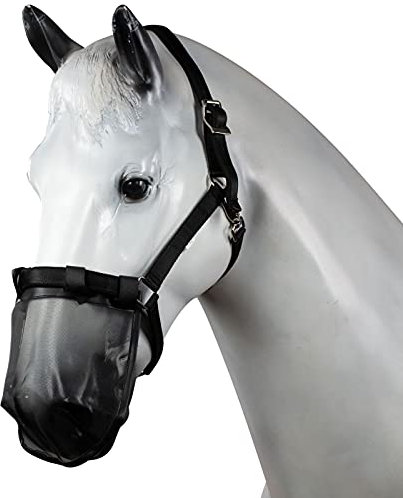 Horze Pferde Fliegenschutz für Nüstern, Nasenschutz zur Insektenabwehr, Schwarz, F