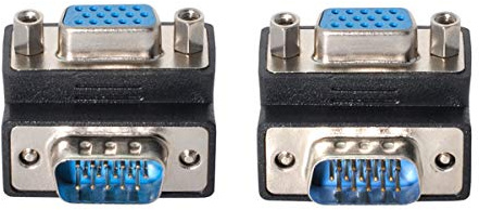 chenyang 2 Pack VGA Connectors,VGA SVGA D-Sub HDB15Pin Male to Female 90 Degree Angled Gender Changer Video Graphics Array Connector Adapter for Monitor/Projector/Graphics
