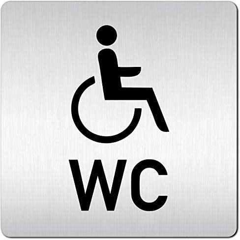 Kinekt3d Leitsysteme XXL - Cartel para puerta • 125 x 125 mm • Cartel de advertencia para silla de ruedas de WC de 1,5 mm de grosor de aluminio con superficie refinada • Envío rápido de Colonia.