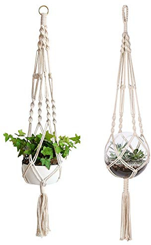 nuluxi Paquets Suspension Panier de Fleurs Macramé Suspendre Jardinières Macrame Suspension Plante Porte Suspendre Décoration Tissage à La Main Élégante Décoration D'inspiration Vintage