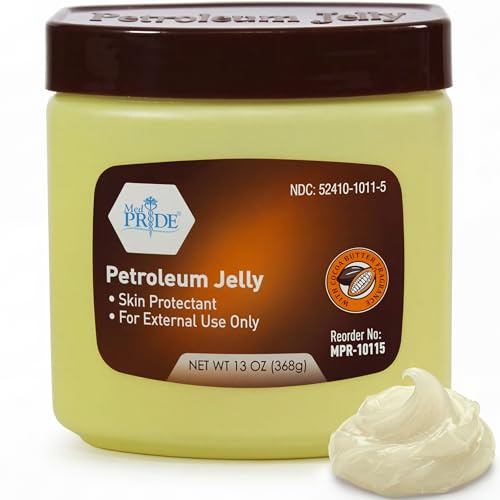 MED PRIDE Cocoa Butter Petroleum Jelly, 13 oz - Moisturizing Skin Protectant for Dry Skin, Cracked Hands, Chapped Lips, Rough Heels & Minor Cuts - Hypoallergenic Cocoa Scented Ointment