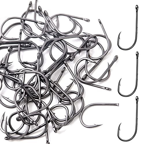 100 x Angelhaken aus Karbonstahl, Angelhaken mit Widerhaken, Aufbewahrung für Salzwasser, Süßwasserfische