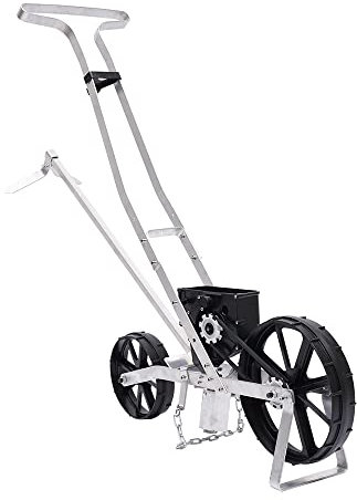 QRANSEUYXY Garden Seeder, Manual Garden Push Seeder, Metal Row Seed Planter, Walk-Behind Row Crop Planter for Seeding Sweet Corn, Leek, Radish, Carrot, Beans, Peas