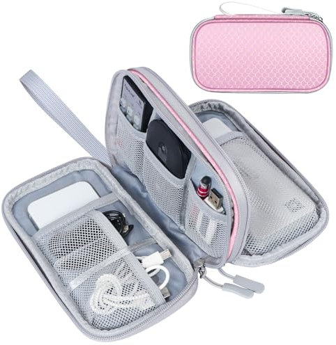 FYY Kabeltasche,Elektronik Tasche Organizer,Kabelorganizer Kabel Etui Elektronik Zubehör Organizer Tasche Universaltasche für Accessories Handy Ladekabel,Powerbank,USB Sticks,SD Karten,Muster Rosa