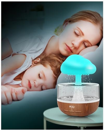 Luftbefeuchter, Regenwolken Humidifier Mit Nachtlicht, Weljoy Luftbefeuchter Schlafzimmer mit 3 Modi & 7 Farben LED-Lichtern, Vernebler Luftbefeuchter für Schlafzimmer, Yoga