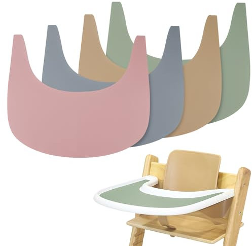 Mantel individual para silla alta, 4 piezas de silicona duradero para silla alta, accesorios de trona para Tripp Trapp, adecuado bandeja de silla alta para Tripp Trapp (gris, verde, rosa y caqui)