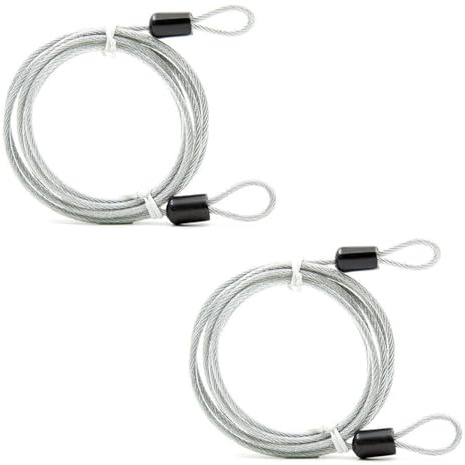 2 Pcs 2mx2.5mm Lock Cables for Bicycle, Double Loop Stainless Steel Tethers, Cycling Cable Locks