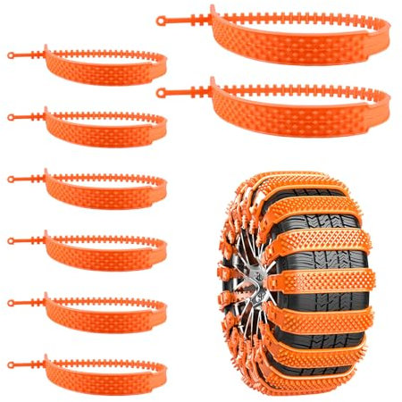 Schneeketten Wiederverwendbar, 8 Stück Reifenkette, Auto Schneeketten, Notfall-Schnee-Reifenkette, Universal Schneekettens Für Pkw/Geländewagen/Lkw(165-275 mm)