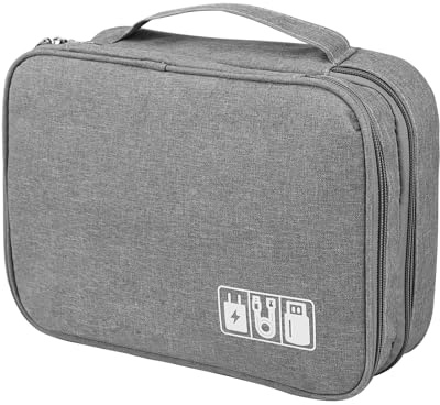 Sac de Rangement Câble,Organisateur Accessoires Électronique,Sac de Voyage Universel Électronique Cable Management pour Tablette, Disque Dur Externe, Chargeur, Adaptateurs, Cartes Mémoire, Câbles USB