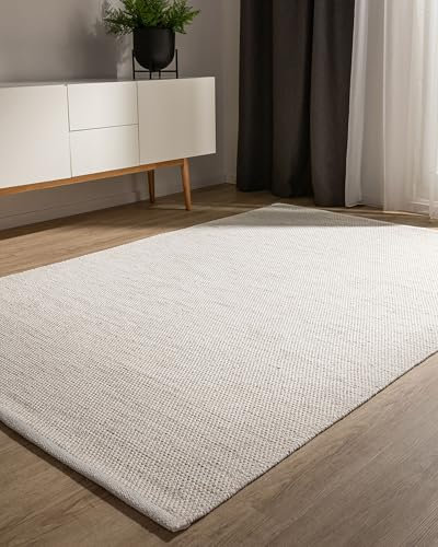 benuta Basic handgewebter Baumwollteppich Ron - Creme 120x170 cm - Handwebteppich aus 100% Baumwolle - Style: Uni, Minimalistisch, Natural Living - Pflegeleicht für Wohnzimmer Schlafzimmer