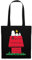 Spreadshirt Peanuts Snoopy Und Die Hundehütte Stoffbeutel, One size, Schwarz