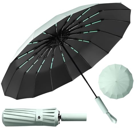 LENDOO Regenschirm Sturmfest,Kompakter Faltbarer Regenschirm sturmfest Automatik Groß Taschenschirm mit 16 Rippen,210T Teflon-Beschichtung,Windsicher Anti-UV