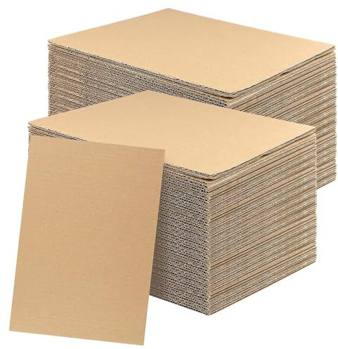 NGOSUET 100 pezzi di cartone ondulato A4 per fai da te, 210 x 297 x 3 mm di spessore, cartone A4, marrone, per spedizione, imballaggio, fai da te