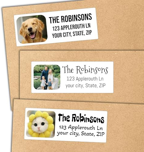 Personalized Return Address Labels with Photo or Logo | Upload Your Picture | 30-500 Stickers on Sheets | Custom Self Adhesive Mailing Sticker | Full Color on White