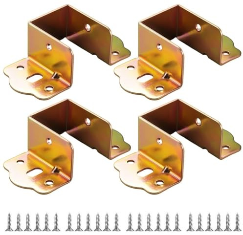 NEIQIUWING 4 pezzi di rinforzo per travi del letto a forma di U, supporti laterali rinforzati, cerniere di supporto in metallo robusti, fissaggi di montaggio, staffe