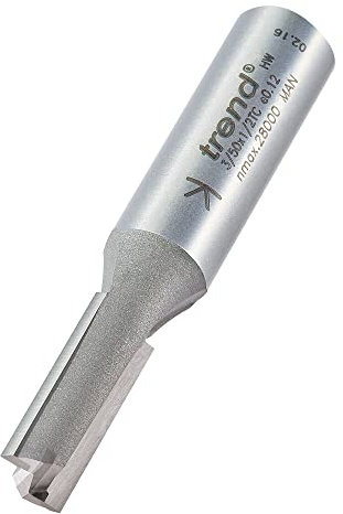 Trend Professionnel Fraise Droite Deux Flûtes, Queue de 1/2 Pouce, Diamètre de Coupe 9,5mm, Longueur de Coupe 25mm, Plaqué Carbure de Tungstène, 3/50X1/2TC