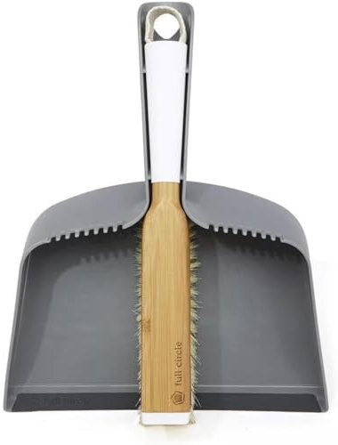 Full Circle Home Kehrschaufel und Besen CLEAN Team - Gadgets Wohnung - Set - Umweltfreundlich - Multifunktional, Weiß & Grau