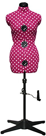Sewing Online Adjustable Dressmakers Dummy, in Cerise Polka Dot with Hem Marker, Dress Form Sizes 16 to 20 - Pin, Measure, Fit and Display your Clothes on this Tailors Dummy - 5905B