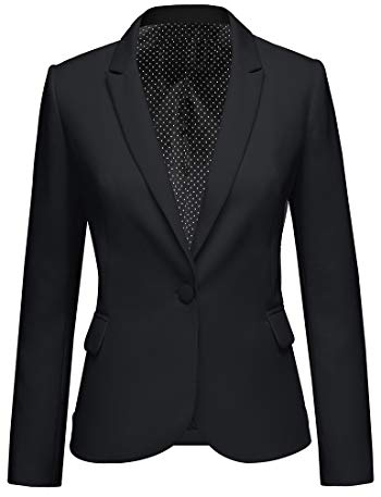Roskiky - Blazer para mujer con muescas, con solapas, bolsillos y botones, Negro , XXL