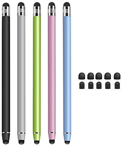Kafeiya 5 Pezzi Penna Touch,2 in 1 Pennino Capacitivo Universale,per Tablet,i-Phone,i-Pad,Galaxy, GPS Auto,Android e Altri Touch Screen(5 Colori)