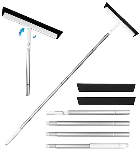 Relota Wasserschieber Bodenabzieher 122cm, Abzieher Boden mit Verlängertem Stiel, Aluminium Anti-Rost Wasserabzieher, Duschabzieher, Fensterabzieher für Holz, Glas, Beton, Fliesen Dusche, WC