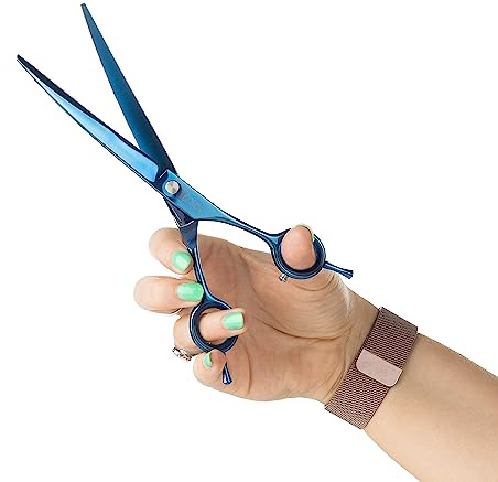 Mikki Doodle, Chien, Chiot Ciseaux courbés pour Couper et Former Le Pelage, Lames Semi-convexes tranchantes et durables, Pointes de sécurité émoussées, vis de Tension réglable pour Le contrôle, 19cm