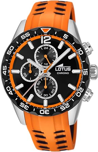 LOTUS Reloj Hombre Analógico de Caucho Naranja