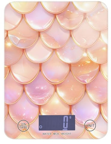 Bilancia digitale da cucina in oro rosa scintillante per alimenti 10 lb/1 oz, 5 kg/5 g bilancia digitale da cucina con 4 unità per (utente) (utente) báscula para pesar comida