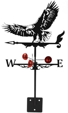 Tefola Veleta de Viento de Metal con águila voladora 3D, para Montaje en Techo, para jardín, Granja, Patio, gallinero, Patio, decoración al Aire Libre