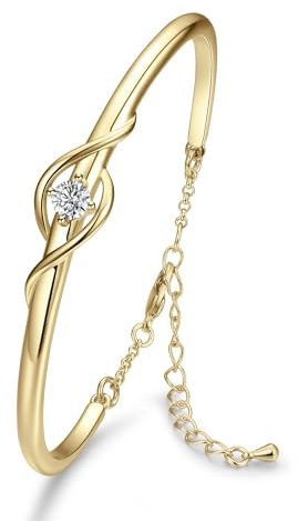 Praelinos Bracelet for Women, 18K White Gold & Rose Gold Plated Jewellery, Elegant Ladies Bracelet Gift for Her, Mother's Day, Birthday, Anniversary or Valentine's Day(Yellow Gold)