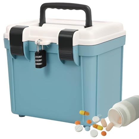 Scatola per medicinali con serratura - Organizer portatile a combinazione sicura | Custodia per password di grande capacità per la memorizzazione di documenti, la raccolta di cartelle di file, gli