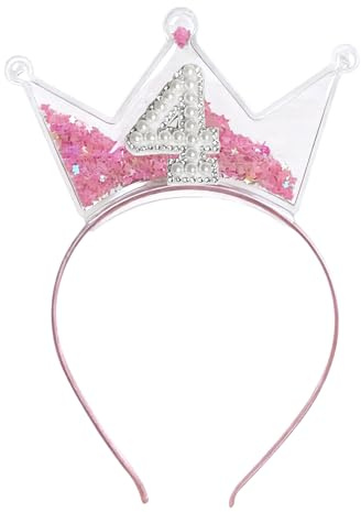 Rosa födelsedagskrona, rosa glitterfödelsedagsdekorationer flickprinsesskalas, glitterprinsesskrona för flickor, festpannband för barn