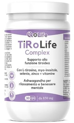 TiRo Life Complex, Integratore per Tiroide con Selenio, Zinco, Vitamina D3, B12, L-Tirosina e Ashwagandha KSM-66 | Alta Biodisponibilità | Energia, Concentrazione e Benessere Mentale | 30 Capsule