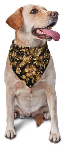 Hundhalsduk gyllene blomväv hundar bandana justerbar hund triangel halsduk tvättbar hundhalsduk för vardagskläder födelsedagar fester