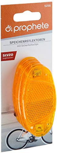 Prophete Speichenreflektoren fürs Fahrrad, für Gute Sichtbarkeit in der Dunkelheit, Katzenaugen mit Sicherheitsclips, 4 Stück, orange