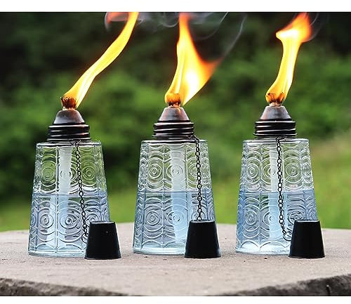 Lot de 3 Lampes Torches en Verre pour Table Argenté/Transparent/Blanc 454 ML (dégager)
