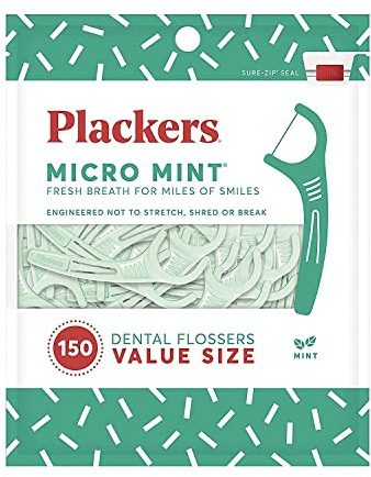 Plackers Micro Mint Dental Floss Picks, 150 Count (Pack of 3)