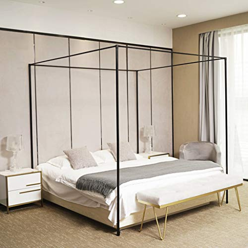 SCMTY WMNC003 Cadre de lit en métal avec auvent épais en spirale pour lit king size en acier inoxydable à quatre coins pour lit en métal et bois (type 2 noir)