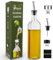 Bugucat Ölflasche 500ML,Essigflasche aus Glas mit Spender,Öl Flaschen mit Ausgießer und Etikett,Olivenöl Spender mit Anti-Schmutz Verschluss Auslaufsicher und Tropffrei zum Kochen, Grillen, Salat