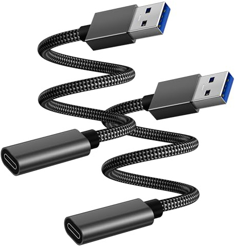 BASESAILOR Cavo Adattatore USB 3.0 a USB C 1M 2Pezzi,USBC Femmina A Maschio Connettore Tipo A 3.1 5Gbps per Caricatore,iPhone 17 17e 16 15 14 13 Pro Max iPad 10,Samsung Galaxy S26 S25 S24 S23 A56 A55