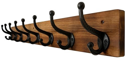 WEBI Rustic Coat Rack Wall Mount,90cm Long 8 Cast Iron Coat Hooks Wall Mounted,Heavy Duty Wall Coat Hanger Hooks for Hanging Coats,Clothes,Brown