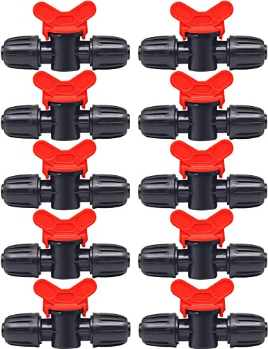 Hydrogarden 10 stycken Micro-Drip-system regulator och avstängningsventil 13 mm: Enkel rörspärrning och steglös reglering, tillbehör för läggning och dropprör