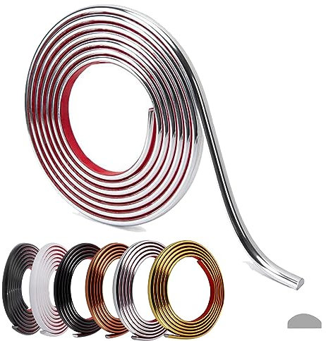 Flexible Zierleisten Selbstklebend,PVC Zierleiste Decken Deckenleisten für Boden, Aufkantung, Fliesenkante und Eckendekor Selbstklebende Paneelleiste Schälen und aufkleben (5M,Silber)